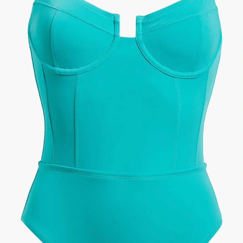 Solid and Striped Veronica Teal One-Piece Swimsuit XL - Picture 5 of 5